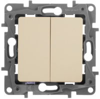 Переключатель 2-клавишный 10A автоматические зажимы Legrand Etika Cлоновая кость