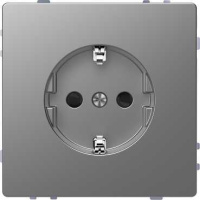 Розетка с заземлением с защитными шторками 16A винт.зажим Merten D-Life Нержавеющая сталь