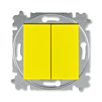 Выключатель двухклавишный жёлтый / дымчатый чёрный ABB Levit