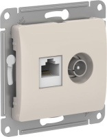 Розетка двойная ТВ + компьютерная RJ45 кат. 5Е механизм Systeme Electric Glossa Молочный