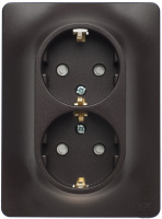 Розетка двойная с заземлением со шторками в сборе Systeme Electric Glossa Шоколад