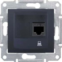 Розетка компьютерная 1-ая RJ45 кат.6 UTP неэкранированная Schneider Electric Sedna Графит