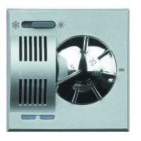 Термостат комнатный с переключателем режимов C-NO-контакт 2A 2 мод Bticino Axolute Алюминий