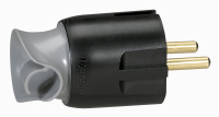Вилка 2К+3 16A с поворотным механизмом, винтовой зажим, черная Legrand Элиум