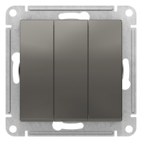 Выключатель 3-клавишный сх.1+1+1 10AX механизм Schneider Electric AtlasDesign Сталь