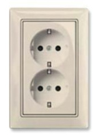 Розетка 2-ая с заземлением моноблок ABB Basic55 Слоновая кость