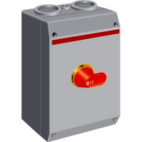 Рубильник в боксе OTP125BA6M до 125A 6-полюсный, красно-желтая ручка, резьба 4хМ50+2хМ16 ABB