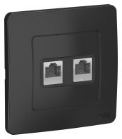 Розетка двойная компьютерная скрытой установки RJ45 кат.5E Systeme Electric Blanca Антрацит