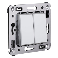 Переключатель двухклавишный в стену, "Avanti", "Закаленная сталь" DKC