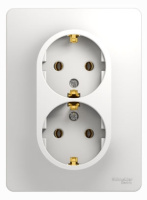 Розетка 2-я с заземлением в сборе с рамкой Systeme Electric Glossa Белый