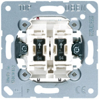Механизм Выключатель 2-клавишный с подсветкой с N-клеммой 10A Jung