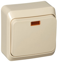 Переключатель 1-клавишный накладного монтажа 10A (схема 6) с подсветкой IP20 SE Этюд Кремовый