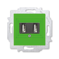 USB зарядка двойная зелёный ABB Levit
