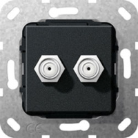 Разъем SAT F 2-местн., инвертирующий адаптер  Gira System-55 Черный матовый