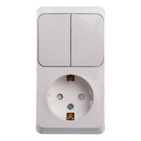 Этюд о/у блок: Розетка с заземлением со шт. + Выключатель 2-клавиш., белый, SE