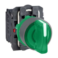 Переключатель с подсв., зелен., пластик, 3 поз., 1НО+1НЗ, С ФИКС., 24 В Schneider Electric