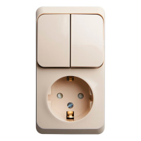 Этюд о/у блок: Розетка с заземлением со шт. + Выключатель 2-клавиш., кремовый, SE