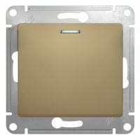 Переключатель 1-клавишный с подсветкой 10A (схема 6A) Systeme Electric Glossa Титан