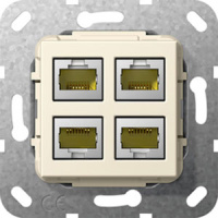 Разъем ModularJack RJ45 кат.6A 10Гб Ethernet 4-местный разветв.кабель Gira System-55 F100 Кремовый глянец