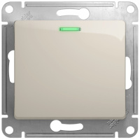 Выключатель 1-клавишный с подсветкой (схема 1A) 10AX механизм Systeme Electric Glossa Молочный
