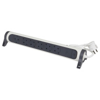 Удлинитель с заземлением 6 розеток с кабелем 1,5 м., с индикацией потребляемой мощности и защитой от перегрузки, кнопкой включения и поворотным основанием черный  Legrand Белый/Черный