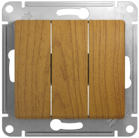 Выключатель 3-клавишный 10A (схема 3) Systeme Electric Glossa Дуб