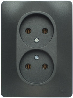 Розетка двойная без заземления 16A в сборе Systeme Electric Glossa Антрацит