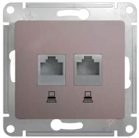 Розетка двойная компьютерная RJ45+RJ45 кат.5E механизм Systeme Electric Glossa Платина