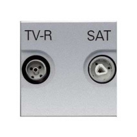 Розетка TV-FM-SAT единственная 2 мод ABB NIE Zenit Серебряный N2251.3 PL