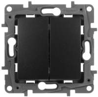 Выключатель двухклавишный автоматические клеммы 10 AX 250 В~ Legrand Etika Антрацит