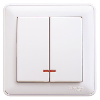 W59 2-клавишный Выключатель с подсв. 10АХ, в сборе, белый Schneider Electric