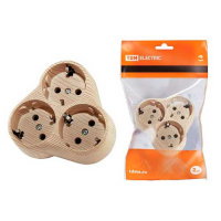 Блок круглый 3 гнезда с заземлением 16A 250V IP20 сосна TDM ЭКО