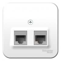 Розетка двойная компьютерная RJ45 кат.5E накладного монтажа с изолирующей пластиной Systeme Electric Blanca Белый