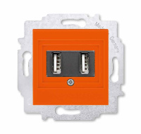 USB зарядка двойная оранжевый ABB Levit