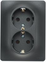 Розетка двойная с заземлением 16A в сборе Systeme Electric Glossa Антрацит