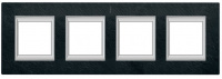 Рамка прямоугольная вертикальная немецкий стандарт 2+2+2+2 мод Bticino Axolute Черный мрамор Ардезия 
