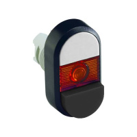 Кнопка двойная MPD16-11R белая/черная-выступающая красная линза без текста ABB