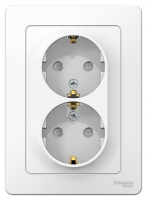 Розетка двойная с заземлением со шторками скрытой установки 16A 250В Systeme Electric Blanca Белый