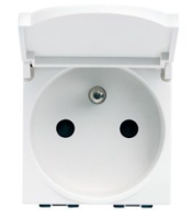 Розетка с заземлением 10A/16A 250В с крышкой, 2 мод Bticino Living Light Белый