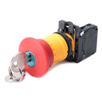 Systeme Electric Кнопка аварийного останова SB5 в сборе 22мм 40мм ключ пластик 1НЗ