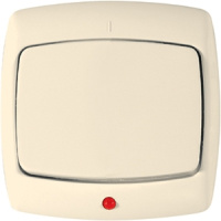 Выключатель 1-клавишный с индикацией 6A скрытой установки в сборе Wessen Рондо Слоновая кость