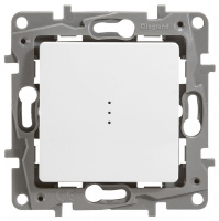 Переключатель 1-клавишный с подсветкой 10A автоматические зажимы Legrand Etika Белый