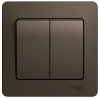 Выключатель 2-клавишный (схема 5) 10AX в сборе Systeme Electric Glossa Шоколад