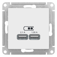 Розетка USB 5В 1 порт x 2,1A 2 порта х 1,05A механизм Schneider Electric AtlasDesign Белый