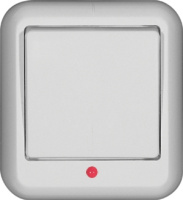 Выключатель 1-клавишный с индикацией 6A накладной в сборе (опт) Wessen Прима Белый