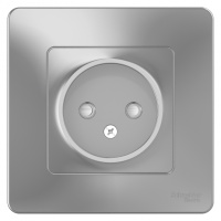 Розетка без заземления со шторками скрытой установки 16A 250В Systeme Electric Blanca Алюминий