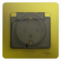 Розетка с заземлением со шторками с крышкой IP44 16A 250В в сборе Systeme Electric Glossa Фисташковый
