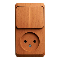 Этюд о/у блок: Розетка без заземления + Выключатель 2-клавиш., бук,  SE