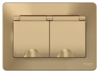 Розетка двойная с заземлением со шторками с крышками скрытой установки 16A 250В IP44 Systeme Electric Blanca Титан