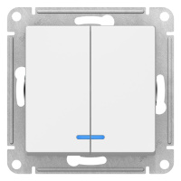 Выключатель 2-клавишный с подсветкой сх.5A 10AX механизм Schneider Electric AtlasDesign Белый